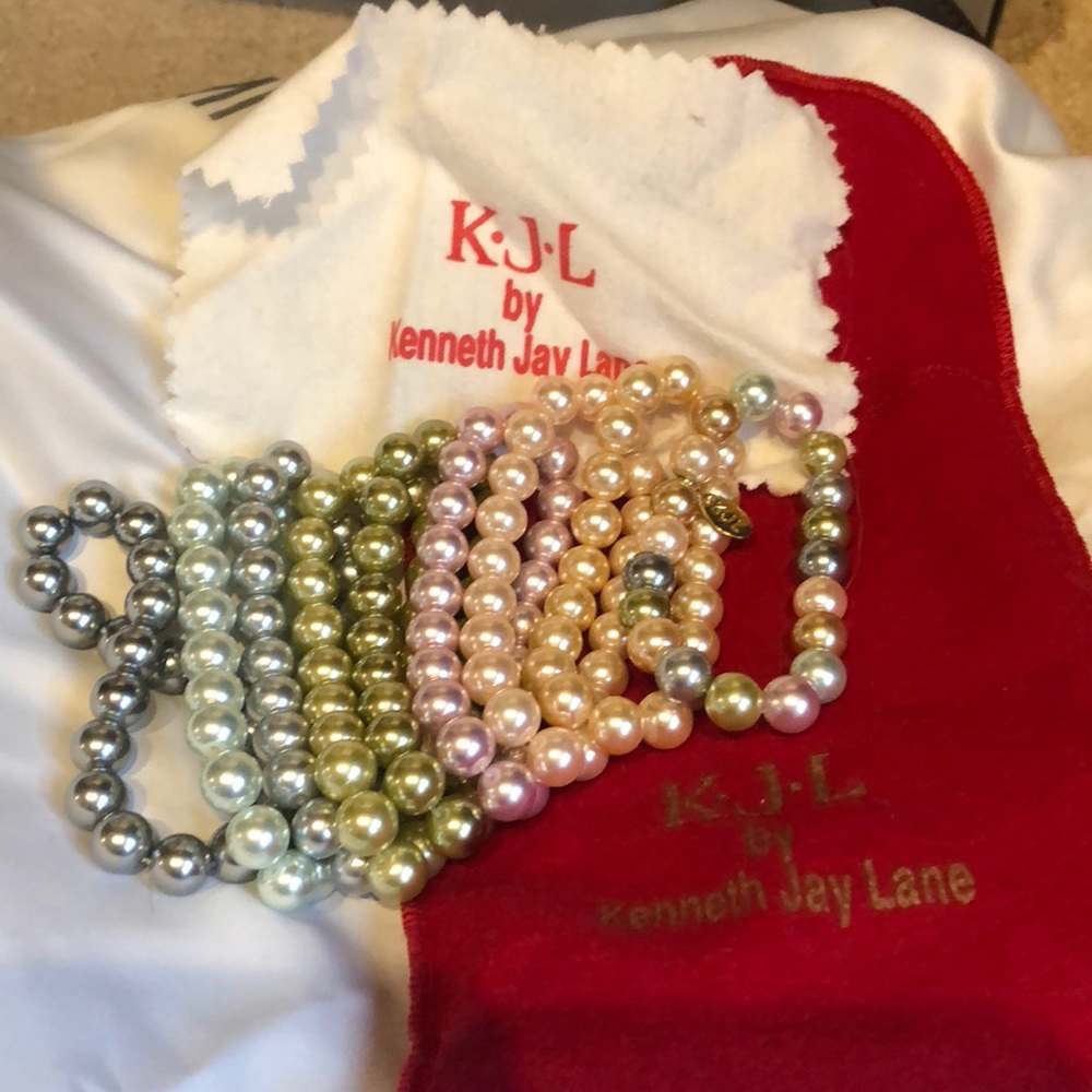 KJL by Kenneth Jay Lane faux pearl bracelets.